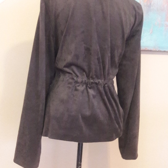 Sophie Max/Brown /Faux Suede/ Draped Front Jacket - Picture 6 of 8